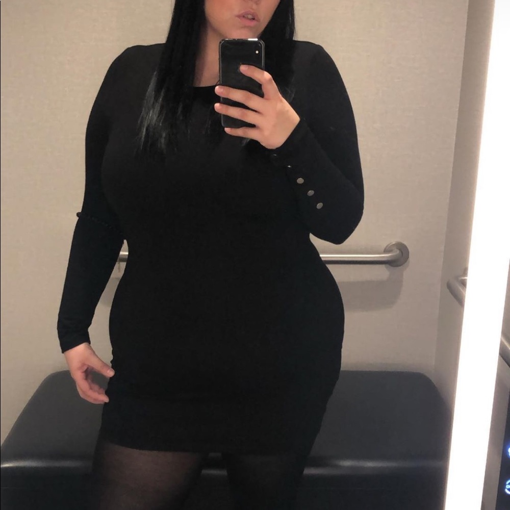 Bebe black dress with button and zipper detail